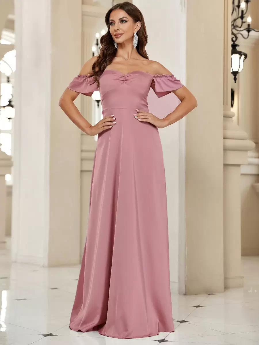 SHEIN Belle 胸部褶皺洋裝 - 藕粉色 - 查看 1