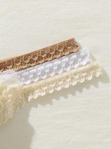 SHEIN 3packs Lace Trim Thong Sexy Lingerie - Multicolor - View 5