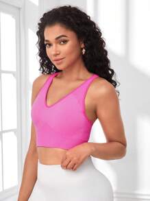 Seamless High Stretch Sports Bra - Hot Pink - View 5