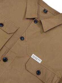 Manfinity Homme Loose Fit Men's Jacket With Letter Patch And Flap Pockets - Brown - View 5