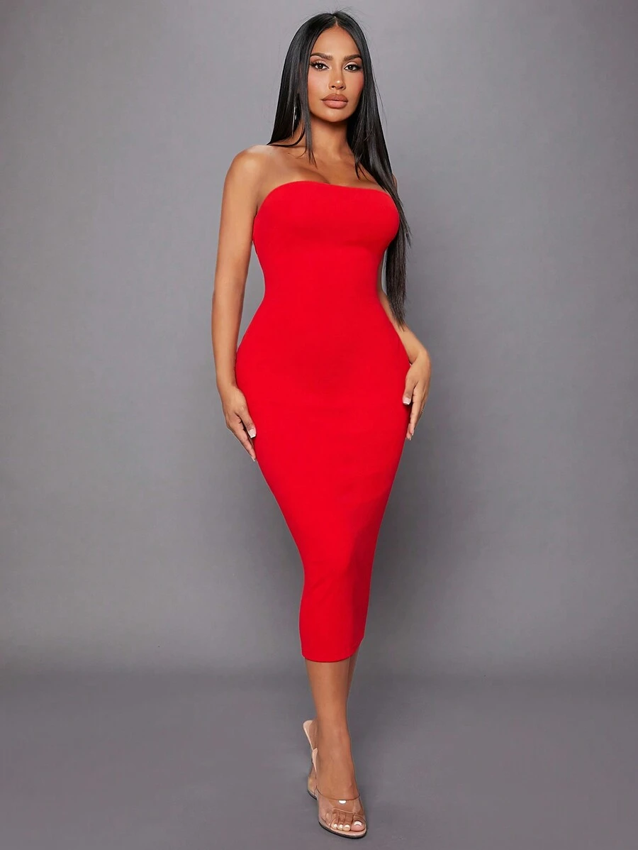 SHEIN SXY Đầm bodycon ống rắn Trang phục gợi cảm Trang phục gợi cảm Trang phục sinh nhật câu lạc bộ Ngày lễ tình nhân Tiệc độc thân Quần áo mùa xuân cho phụ nữ Buổi hòa nhạc Váy dài mùa hè Váy dạ hội Váy gợi cảm Váy ngày lễ tình nhân - Đỏ - Xem 1