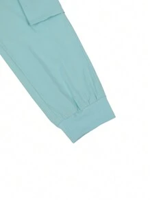 Manfinity EMRG Loose Fit Men's Cargo Pants With Flap Pockets, Side Drawstring Waist - Green - View 7