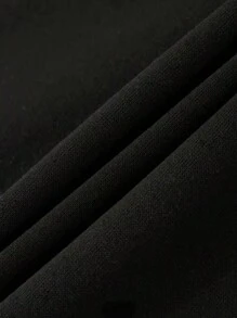 SHEIN Coolane Cartoon Graphic Kangaroo Pocket Drop Shoulder Hoodie - Black - View 3