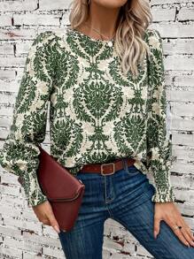 SHEIN Clasi 滿版印花燈籠袖襯衫 - 彩色 - 查看 3