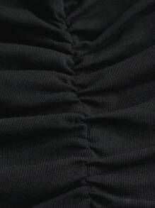 SHEIN EZwear 大碼手掌圖案短款T恤 - 黑色 - 查看 4