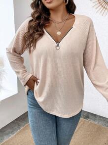 Calvaya Plus Half Zip Raglan Sleeve Tee