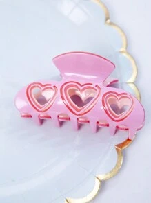 1 件情人節粉紅鏤空壓克力心型中型髮夾髮飾,非常適合日常配戴,節慶派對,送給媽媽、朋友的禮物 - 粉色 - 查看 4