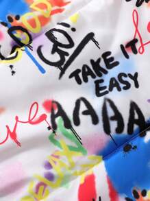 SHEIN 男婴涂鸦印花拉链夹棉外套 - 彩色 - 查看 4