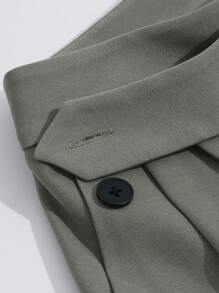 DAZY Pantalones rectos con fruncido - Verde militar - Ver 7