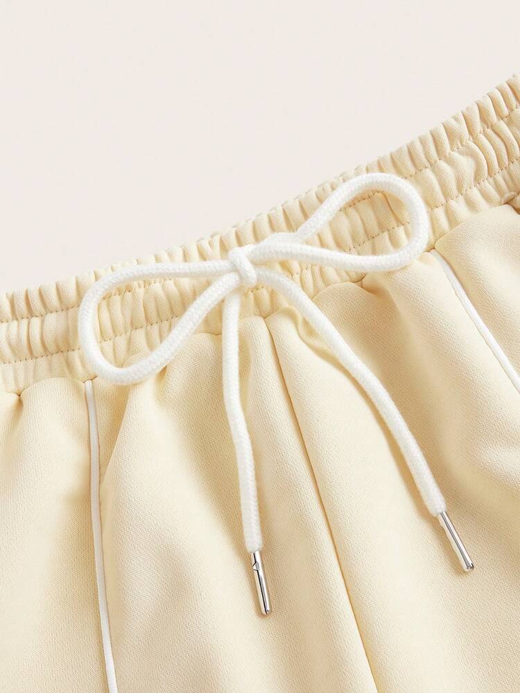 Letter Graphic Drawstring Waist Sweatpants