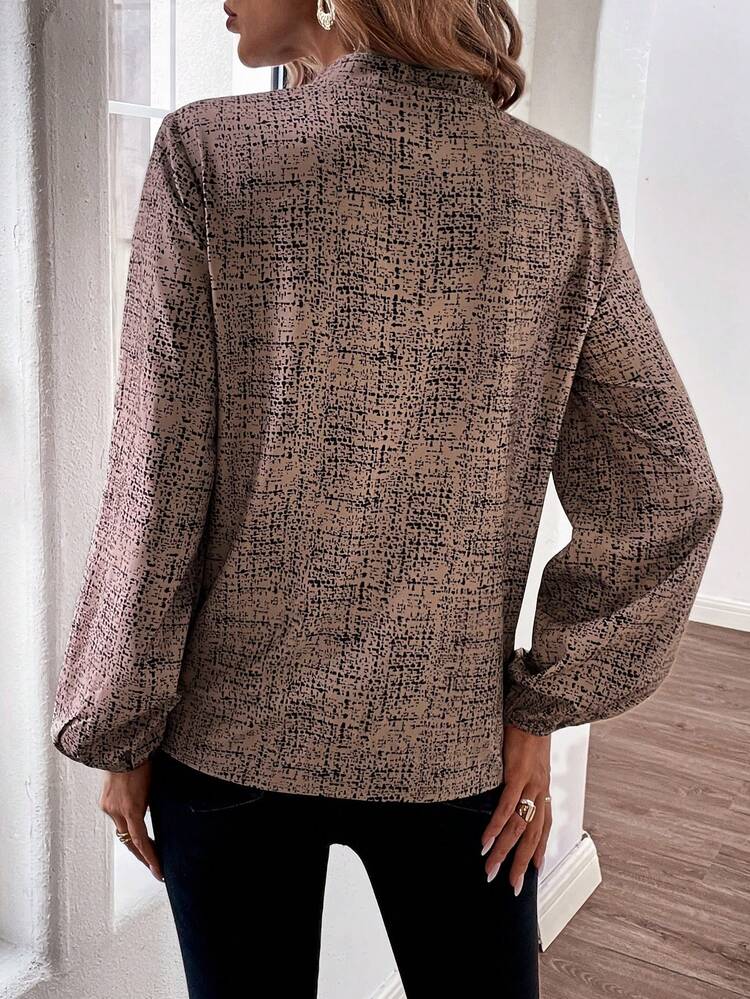 Allover Print Lantern Sleeve Blouse