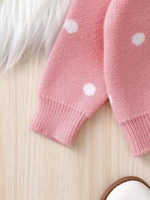 女嬰卡通圖案插肩袖毛衣 - 粉色 - 查看 4