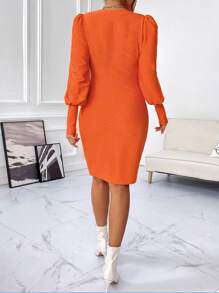 SHEIN Privé Abito aderente monocolore manica a lanterna