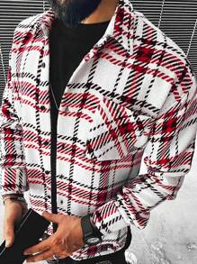 Manfinity Homme Loose Fit Men's Plaid Print Drop Shoulder Shacket - Multicolor - View 1