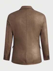 Manfinity VCAY Men Solid Single Breasted Blazer & Suit Pants - Mocha Brown - View 9