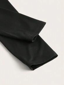 SHEIN ICON 荷葉邊側收褶短款T恤 - 黑色 - 查看 3