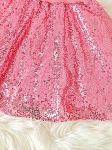 SHEIN 女小童拉鏈開襟亮片飛行員夾克&半身裙 - 彩色 - 查看 7