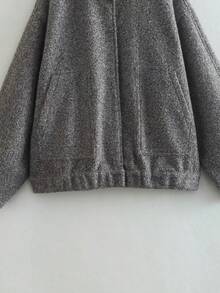 Chaqueta casual de cuello alto con doble bolsillo, otoño - Gris - Ver 5
