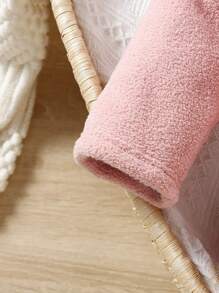 Baby Girl 3D Ear Design Hooded Belted Fuzzy Robe - Coral Pink - View 7