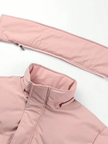 Áo khoác nam dáng rộng có viền rút và đệm có khóa kéo - Hồng - Xem 4