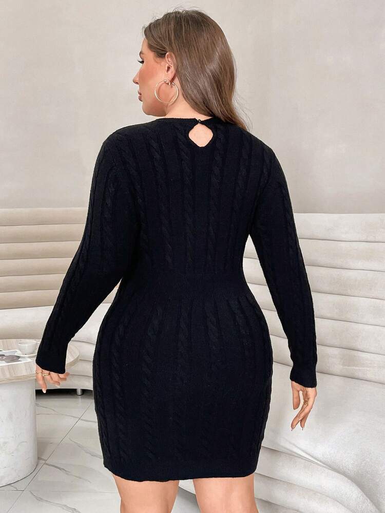 Plus Contrast Lace Bodycon Sweater Dress