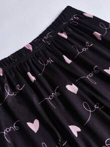 3 件套心形和字母图案生菜边饰睡衣套装/睡衣套装