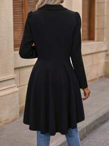 EMERY ROSE Single Button High Low Hem Blazer Fall Cloth For Women - Black - View 2