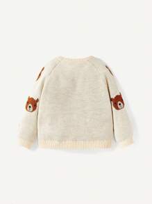 Cozy Pixies Baby Boy Bear Pattern Raglan Sleeve Sweater - MultiWarna - View 2