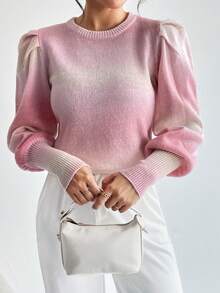 SHEIN Essnce 漸層燈籠袖套頭毛衣 - 彩色 - 查看 4