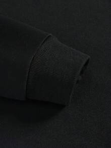 ROMWE Grunge Punk 骷髏與字母印花保暖襯裡運動衫 - 黑色 - 查看 4