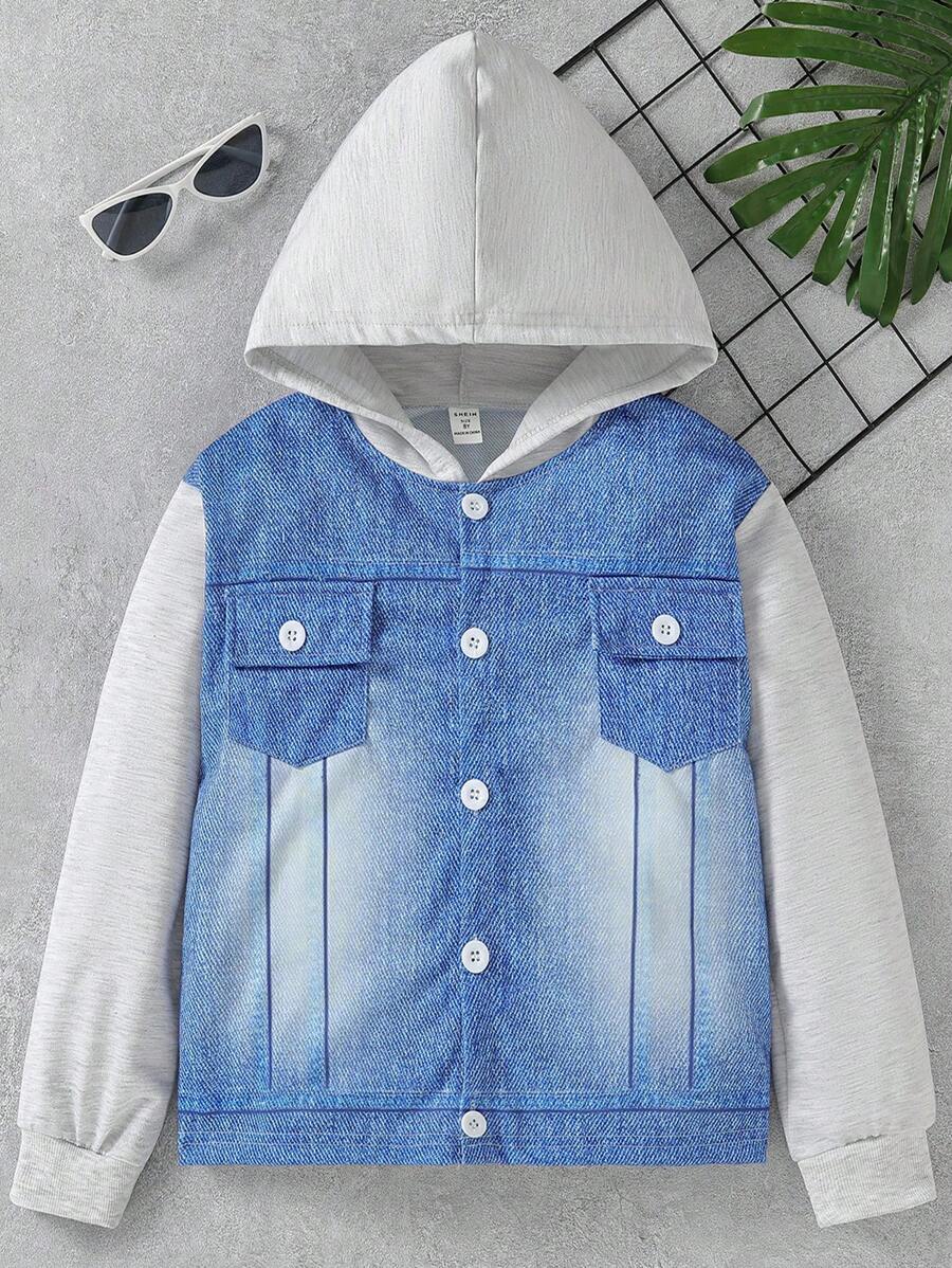 Áo Jacket Con Trai Túi Nút phía trước Lá thư Giải trí - Nhiều màu - Xem 1