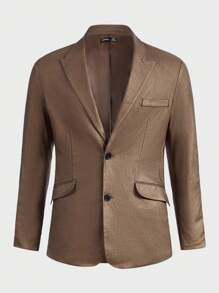 Manfinity VCAY Men Solid Single Breasted Blazer & Suit Pants - Mocha Brown - View 7