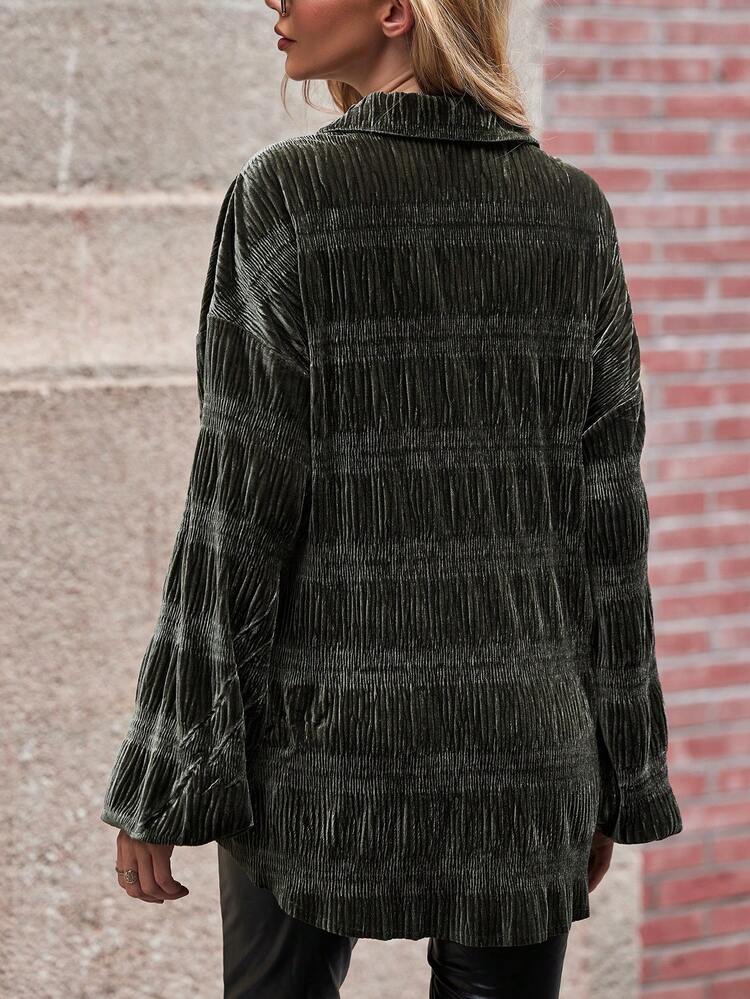 Drop Shoulder Button Front Coat Fall Cloth For Women