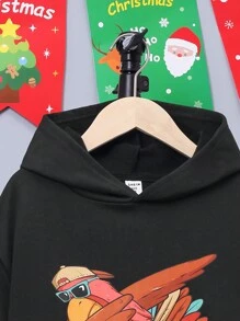 SHEIN Tween Boy 2 In 1 Cartoon Graphic Hooded Sweatshirt - Black - View 4