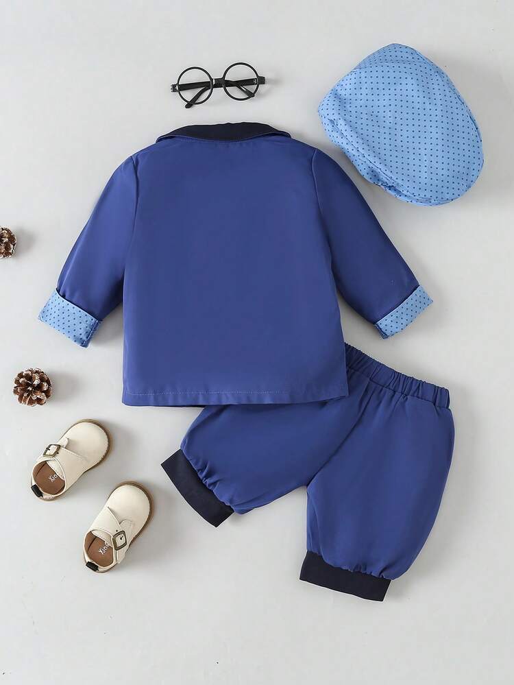 Baby Girl Bow Front Shirt & Blazer & Shorts & Hat