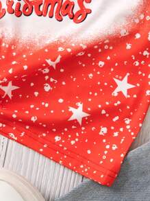 SHEIN Garota Jovem Impressão De Natal Camiseta