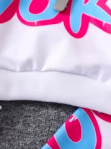 SHEIN Young Girl Letter Graphic Hoodie & Sweatpants