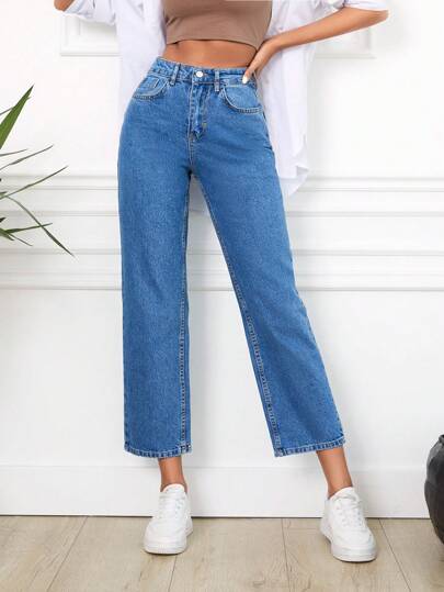 EURMUSE Straight Leg Cropped Jeans