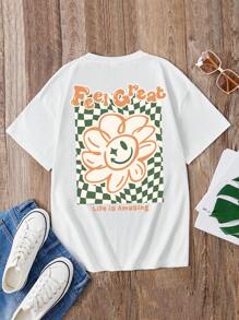 Teen Girls Floral & Letter Graphic Tee