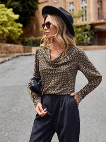 SHEIN LUNE In Toàn bộ cổ áo xếp nếp Áo sơ mi - Nhiều màu - Xem 1