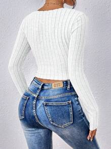 SHEIN Essnce Twist Front Sweetheart Neck Tee - White - View 2