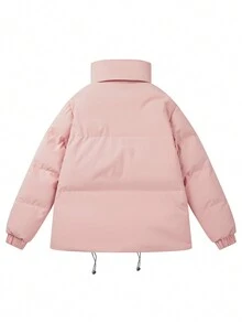 Áo khoác nam dáng rộng có viền rút và đệm có khóa kéo - Hồng - Xem 2