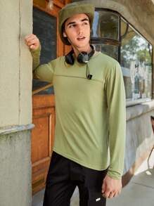 In My Nature Men Patched Detail Outdoor Tee - Mint Green - View 5