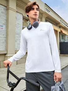 Manfinity Sport Corelite Men Letter Graphic Outdoor Tee - White - View 5