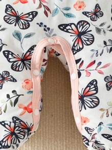 SHEIN 5pcs Baby Girls Floral Print Footed Sleep Jumpsuit & 1pair Gloves & 1pair Gloves & 1pc Bib & 1pc Wrap Blanket - Multicolor - View 6