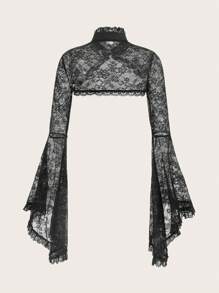 ROMWE PUNK Floral Lace Super Crop Top Without Cami