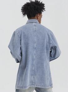 Chillumni Men Flap Pocket Denim Jacket