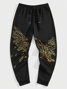 GENTILAND Nam In Eagle Eo dây rút Quần thể thao - màu đen - Xem 6