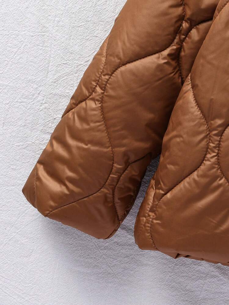 Young Boy Letter Patched Detail Quilted Coat