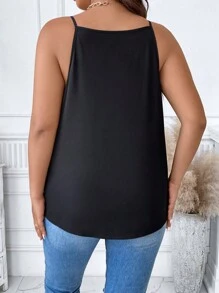 Calvaya Plus Zip Up Cami Top - Black - View 2
